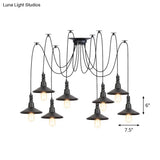 Iron Saucer Vintage Led Pendant Light With Multiple Lights Black Finish