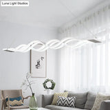 Iron Surge Linear Chandelier Pendant with Minimal White LED Design in Warm/White Light for Table