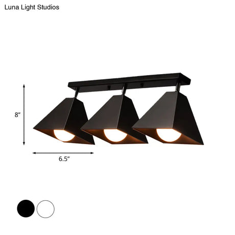 Iron Swivel Shade Ceiling Lamp - Industrial Style Semi - Flush Mount In Black/White (1/2/3 - Head