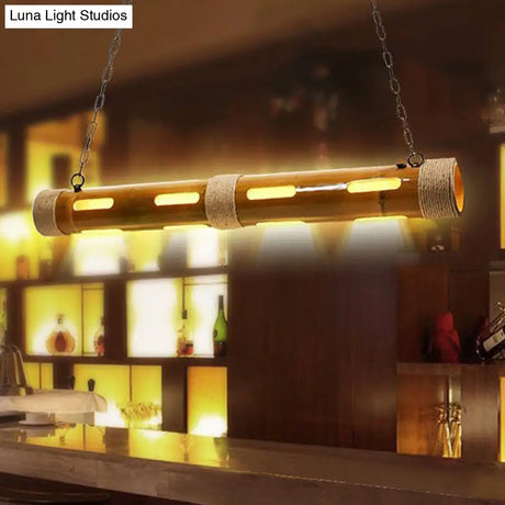 Iron Vintage-Style Bistro Island Lights With Beige Tube Shades
