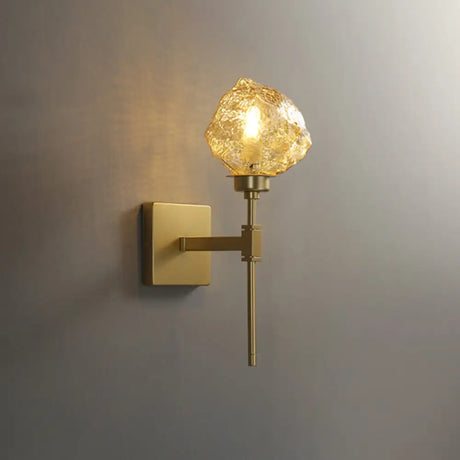 Irregular Shade Wall Sconce - Modern Indoor Light Fixture With Amber/Smoke Gray Glass 1 Head Lamp