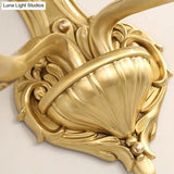 Ivory Glass Conical Wall Mounted Lamp Vintage Bedroom Lighting Fixture With Gold Accents