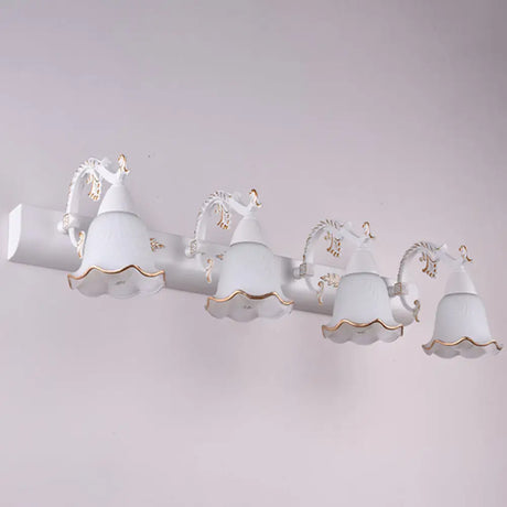 Ivory Glass Wall Mount Vanity Sconce - Classic Flower Design Ideal For Bathrooms 4 / White