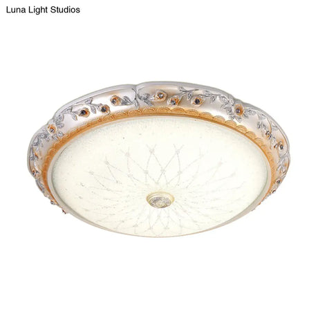 Ivory Glass White Led Flush Mount Lamp Traditional Round Shape 12’/16’/19.5’ Width