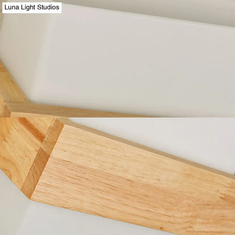 Japanese Cube Shade Sconce Lamp With Wood Deco Milk Glass - Modern Wall Lighting For Study Room