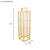 Japanese Style Beige Wooden Floor Lamp For Living Room - Food-Box Stand Light
