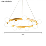 Japanese Style Wood Ring Pendant Light With Bubble Shade In Beige - Perfect For Study Room