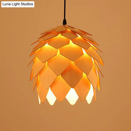 Japanese Wood Single-Bulb Pendant Ceiling Light - Stylish Shade & Ideal For Restaurants