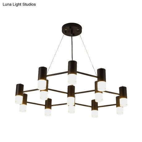 Julia - Black Modern Finish Hanging Light Honeycomb Metal Chandelier For Restaurant Cottage