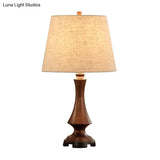 Julia - Countryside 1 Head Fabric Desk Lighting Black/Brown Conical Bedroom Night Light With