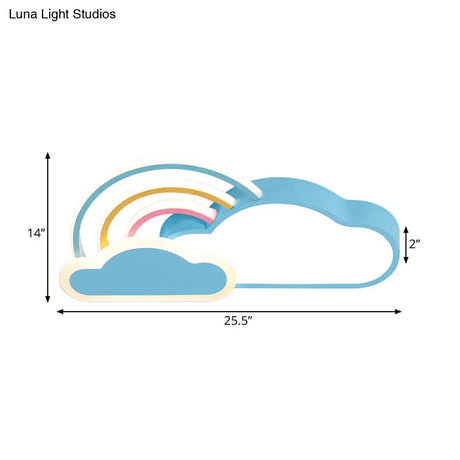 Kids Acrylic Led Blue Ceiling Mounted Light - 19.5’/25.5’ Wide Cloud Design Flush Mount
