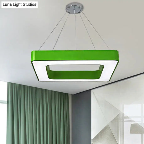 Kids Acrylic Led Chandelier Light Fixture In Colorful Square Design For Bedroom