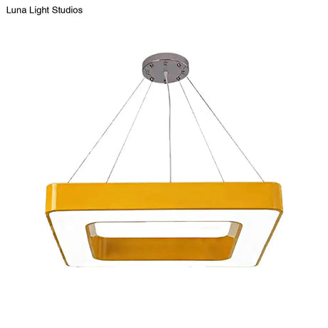Kids Acrylic Led Chandelier Light Fixture In Colorful Square Design For Bedroom