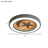 Kid’s Acrylic Modern Led Ceiling Lamp – Slim Circle Design With Star Pattern Ideal For Bedroom
