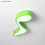 Kids Acrylic Musical Note Led Ceiling Light - Perfect For Kindergarten Green / White