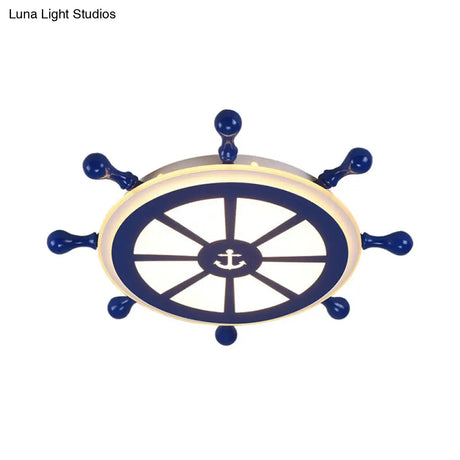 Kids Acrylic Rudder Ceiling Light 21.5’/25.5’ Wide Led Blue Flush Mount - Warm/White Lighting