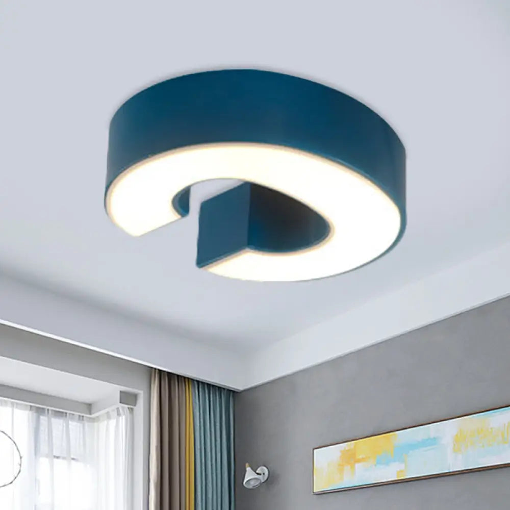 Kid’s Alphabet Led Flush Mount Light Fixture For Kindergarten - Green/Red/Blue Colors Blue