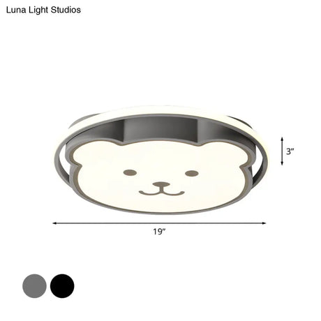 Kids Bedroom Bear Cartoon Acrylic Led Gray/Black Ceiling Fixture – Flush Mount Lighting