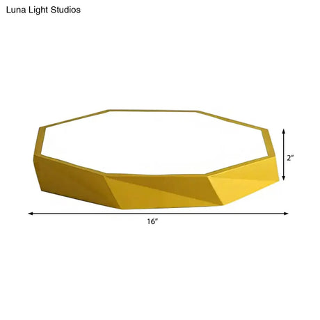 Kid’s Bedroom Led Ceiling Light - Acrylic Octagon Flush Mount With Macaron Candy Colors