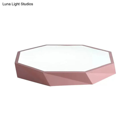 Kid’s Bedroom Led Ceiling Light - Acrylic Octagon Flush Mount With Macaron Candy Colors