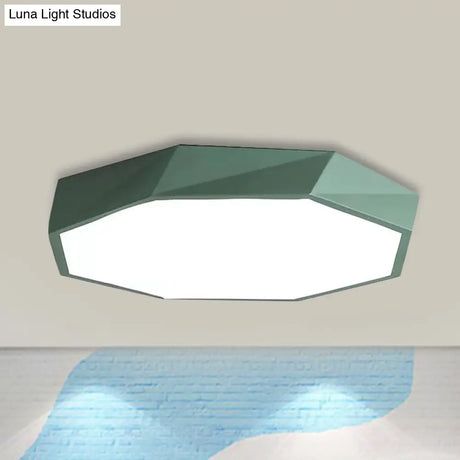 Kid’s Bedroom Led Ceiling Light - Acrylic Octagon Flush Mount With Macaron Candy Colors