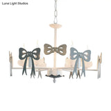 Kids Bow Pendant Light - Contemporary Metal Chandelier For Living Room Décor