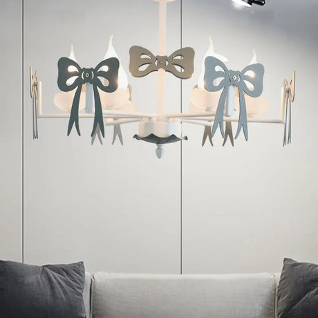 Kids Bow Pendant Light - Contemporary Metal Chandelier For Living Room Décor 6 / Grey