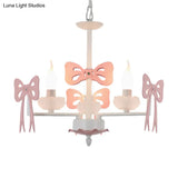 Kids Bow Pendant Light - Contemporary Metal Chandelier For Living Room Décor