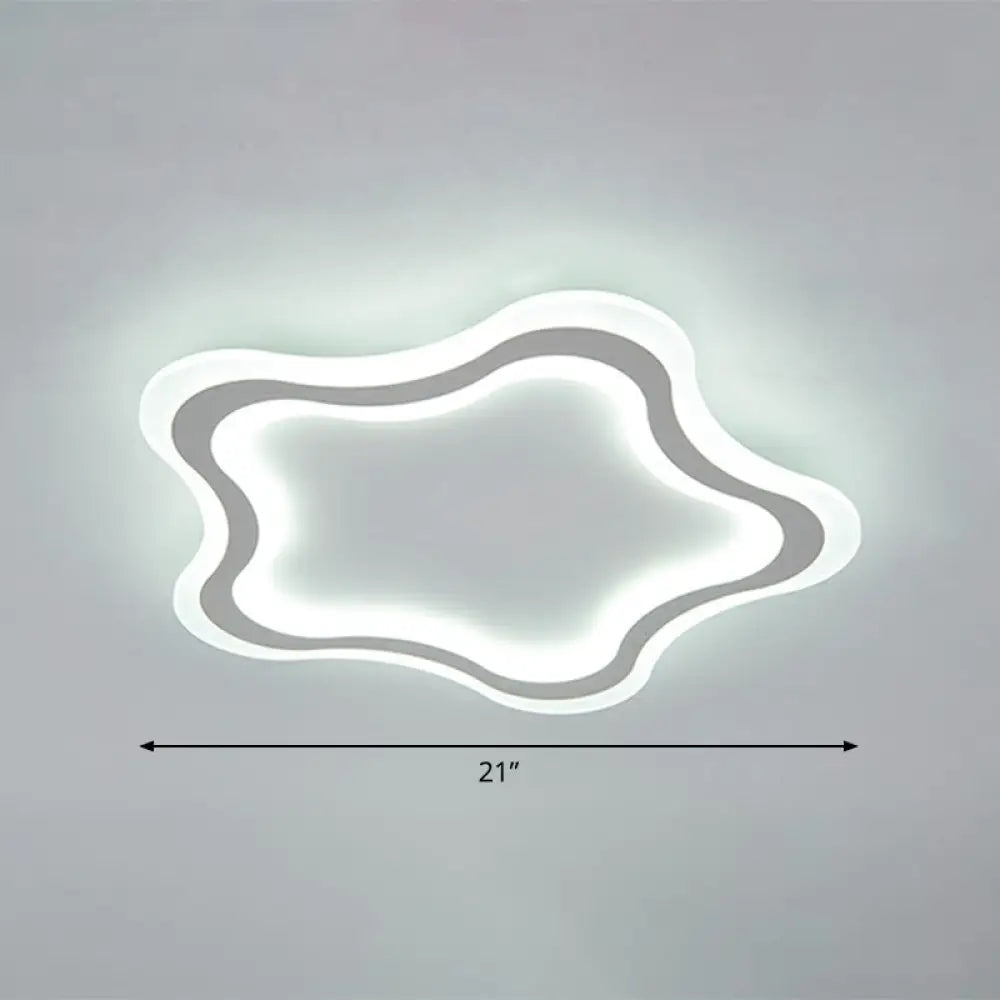 Kids’ Cartoon Acrylic Led Flushmount Ceiling Light With White Pentacle Design / 21’