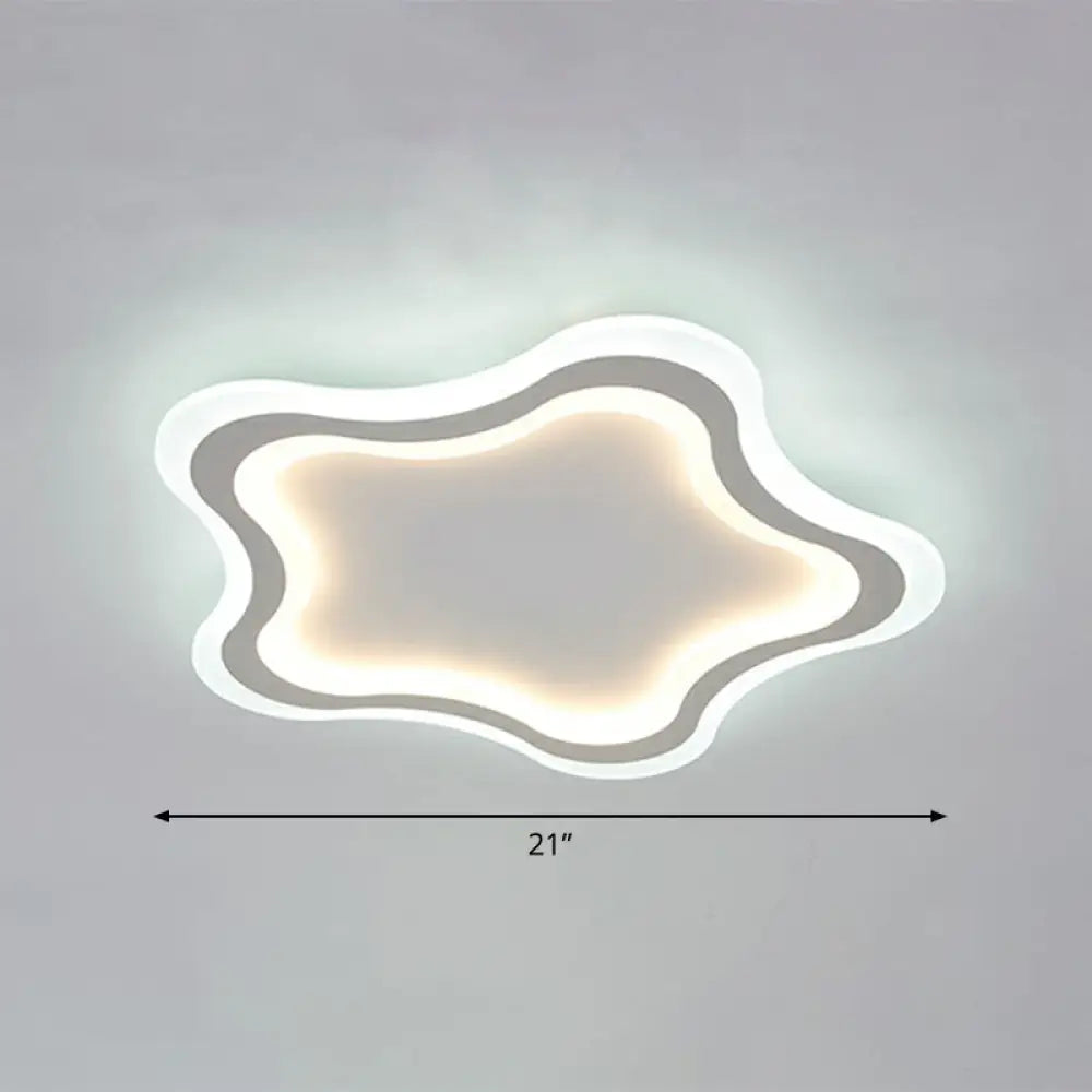Kids’ Cartoon Acrylic Led Flushmount Ceiling Light With White Pentacle Design / 21’ Inner Warm Outer