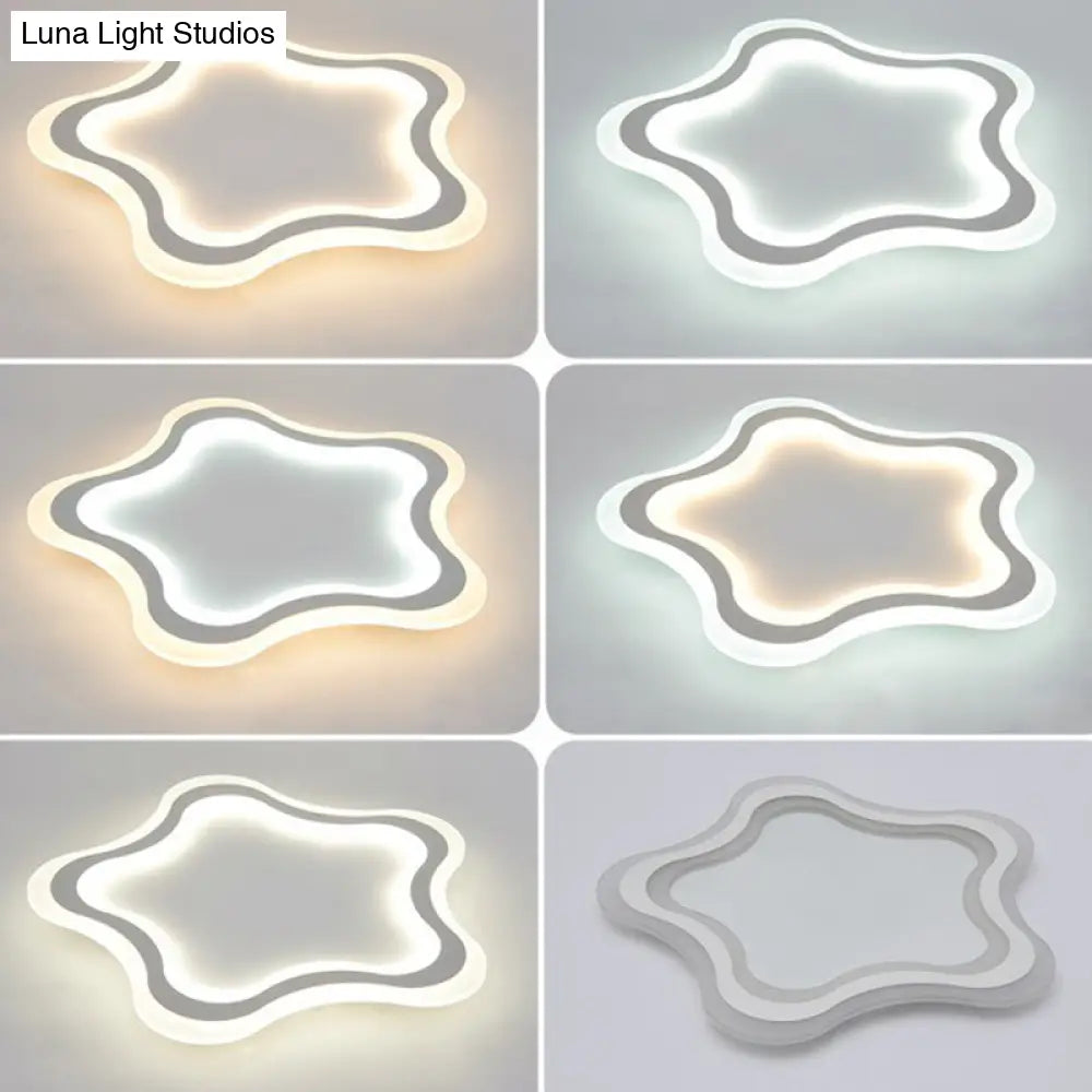 Kids’ Cartoon Acrylic Led Flushmount Ceiling Light With White Pentacle Design