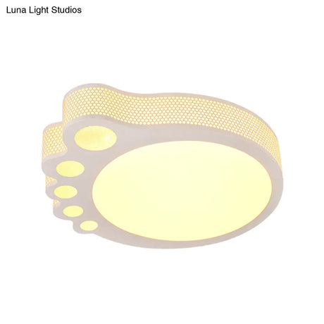 Kid’s Cartoon Ceiling Light - White Acrylic Flush Mount Foot Shaped Design