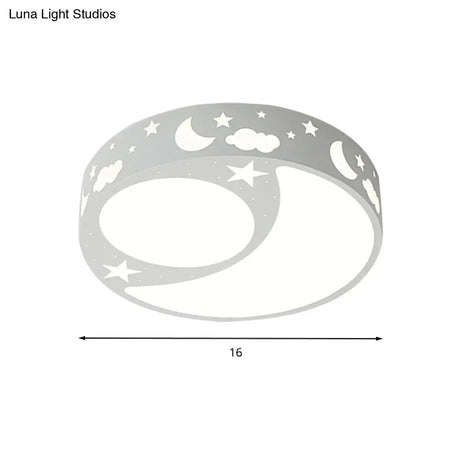 Kid’s Cartoon Led Ceiling Light With Moon Acrylic Fixture - Perfect For Bedrooms