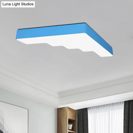 Kid’s Led Acrylic Flush Mount Ceiling Lamp In Blue/Pink/Yellow With Ladder Design