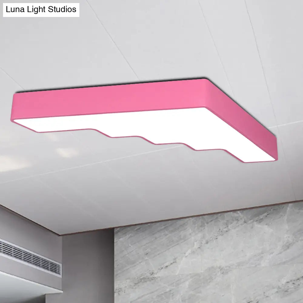 Kid’s Led Acrylic Flush Mount Ceiling Lamp In Blue/Pink/Yellow With Ladder Design