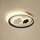 Kids’ Led Ceiling Light Fixture: Cloud Acrylic Bedroom Lamp In Black / 18’ Natural