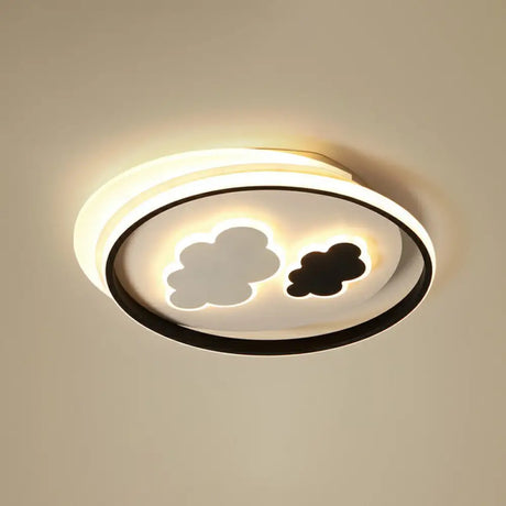 Kids’ Led Ceiling Light Fixture: Cloud Acrylic Bedroom Lamp In Black / 18’ Third Gear