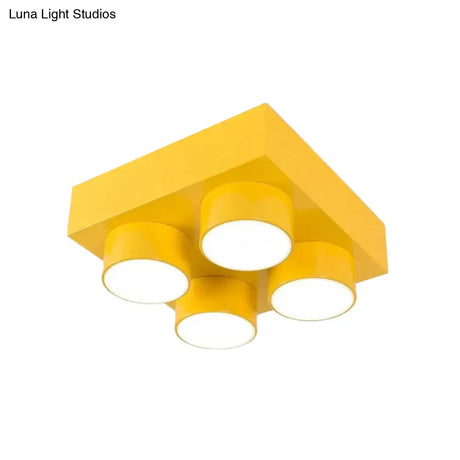Kids Led Ceiling Light Fixture - Colorful Building Block Design’