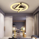 Kid’s Led Ceiling Light - White Lightning Ring Design For Boys And Girls Bedrooms / 16.5’ Warm