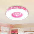 Kids Led Circular Flushmount Light With Hot Air Balloon Design - Pink/Blue Finish Pink