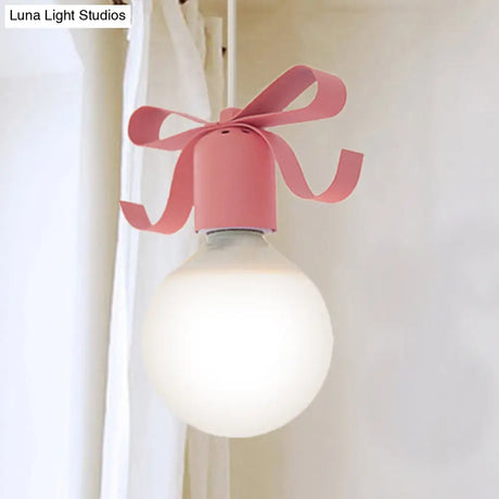 Kids Metal Pendant Light: 1-Head Open Bulb Design For Kitchen & Corridor