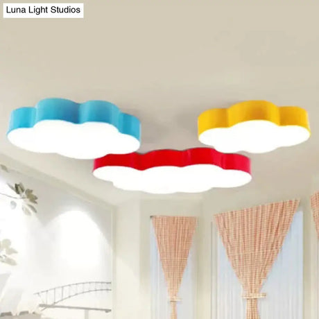 Kids Room Candy Colored Cloud Flush Ceiling Light - Cartoon Acrylic Lamp