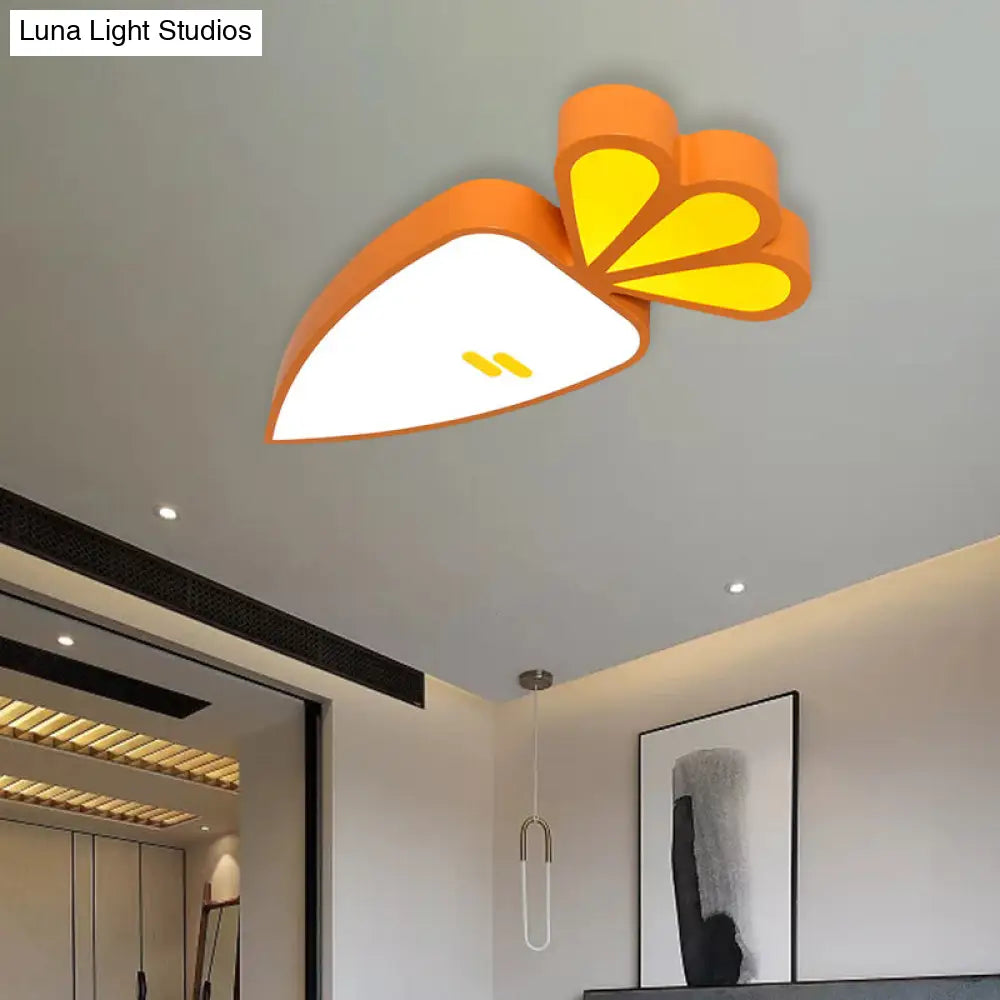 Kid’s Room Cartoon Vegetable Ceiling Mount Led Flush Light In White