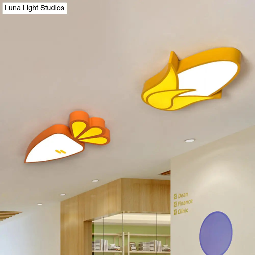 Kid’s Room Cartoon Vegetable Ceiling Mount Led Flush Light In White