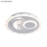 Kids Style Dolphin Ceiling Light With Scalloped Edge And Warm/White Led Lighting