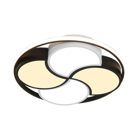 Kids Windmill Flush Mount Light: Acrylic Led Ceiling Lamp For Nursing Room In Black & White