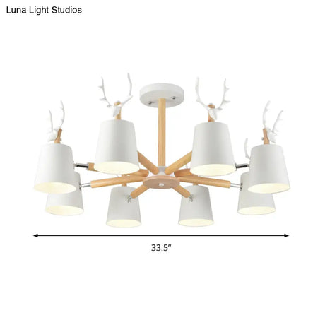 Kindergarten Animal Chandelier: Trapezoid Shade With Antlers Metal Hanging Light