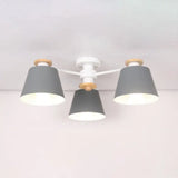 Kindergarten Foyer Chandelier: Bucket Shade Multi-Head Metal Hanging Light 3 / Grey