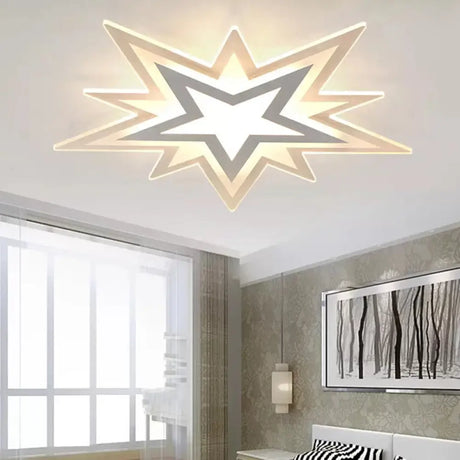 Kindergarten Star Ceiling Light Modern White Flush Mount With Acrylic Finish