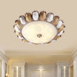 Korea Country Gold Flower Bedroom Led Flush Mount Lamp / 14’